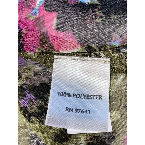 J. Jill Floral Semi-Sheer Blouse - Size M -‎ Vibrant! - Picture 7 of 9